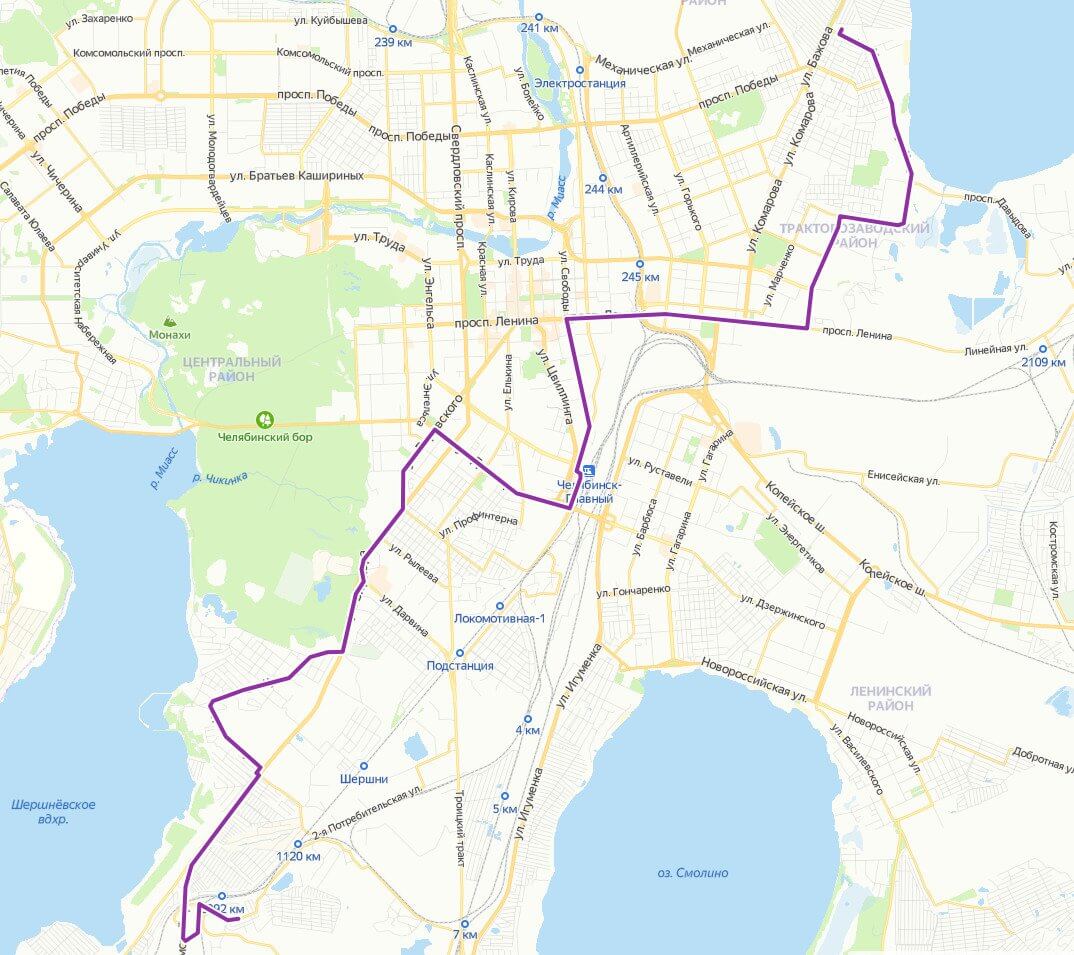 Маршрут движения маршрутки №36