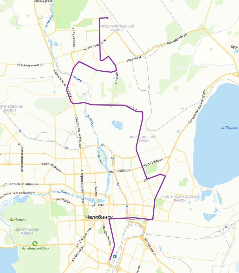 Маршрут движения маршрутки №72