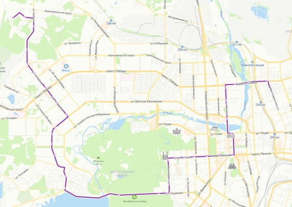 Маршрут движения маршрутки №54