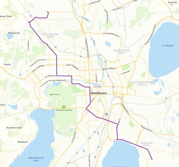 Маршрут движения маршрутки №58