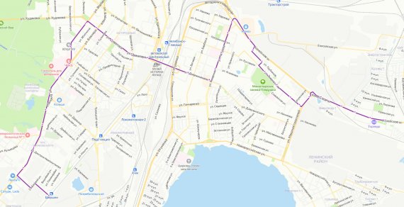 Маршрут движения маршрутки №66