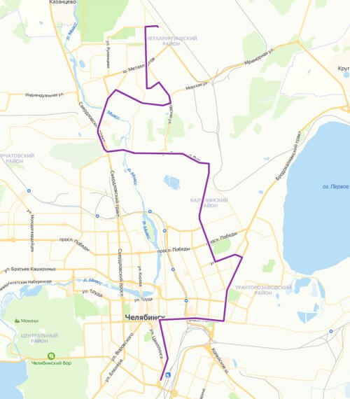 Маршрут движения маршрутки №72